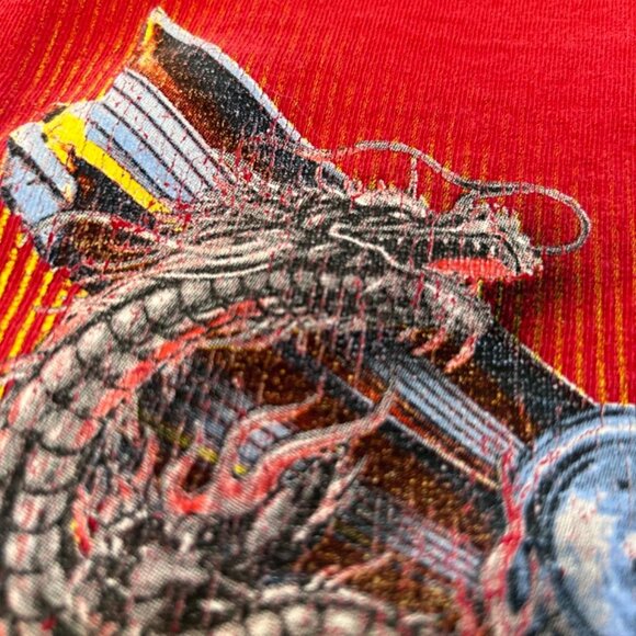 Y2K Streetwear Mens size Large Distressed Dragon Fire Flames Long Sleeve T-shirt - Picture 4 of 8